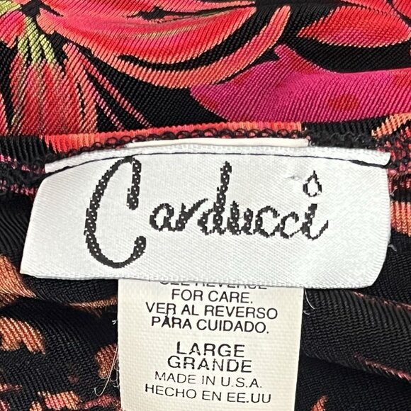 Carducci 90s Y2K Faux Wrap Blouse Size Large Black Red Pink Floral  V Neck Mesh - Picture 8 of 10